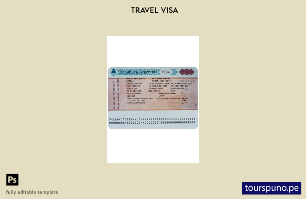 Plantilla de visa Argentina lista para imprimir